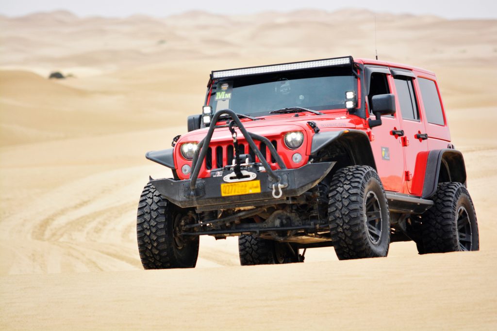 truck winch mount on off-road vehicle